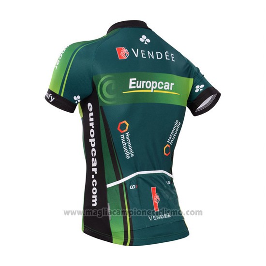 2014 Abbigliamento Ciclismo Europcar Verde Manica Corta e Salopette
